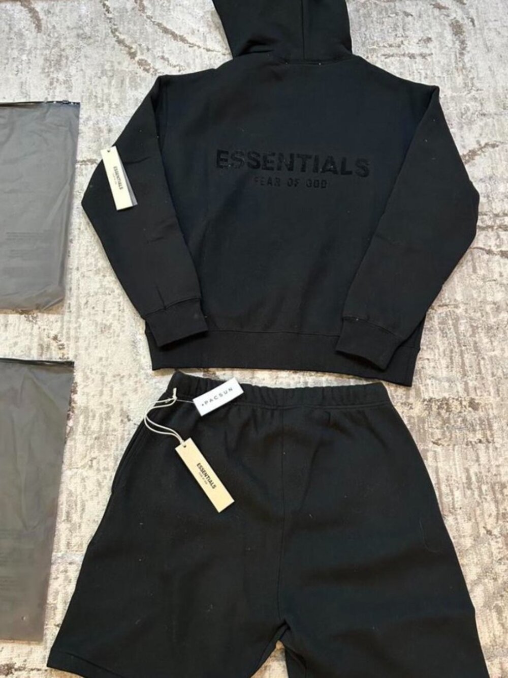 Essentials Large new Black Hoodie and shorts set - Picture 1 of 3
